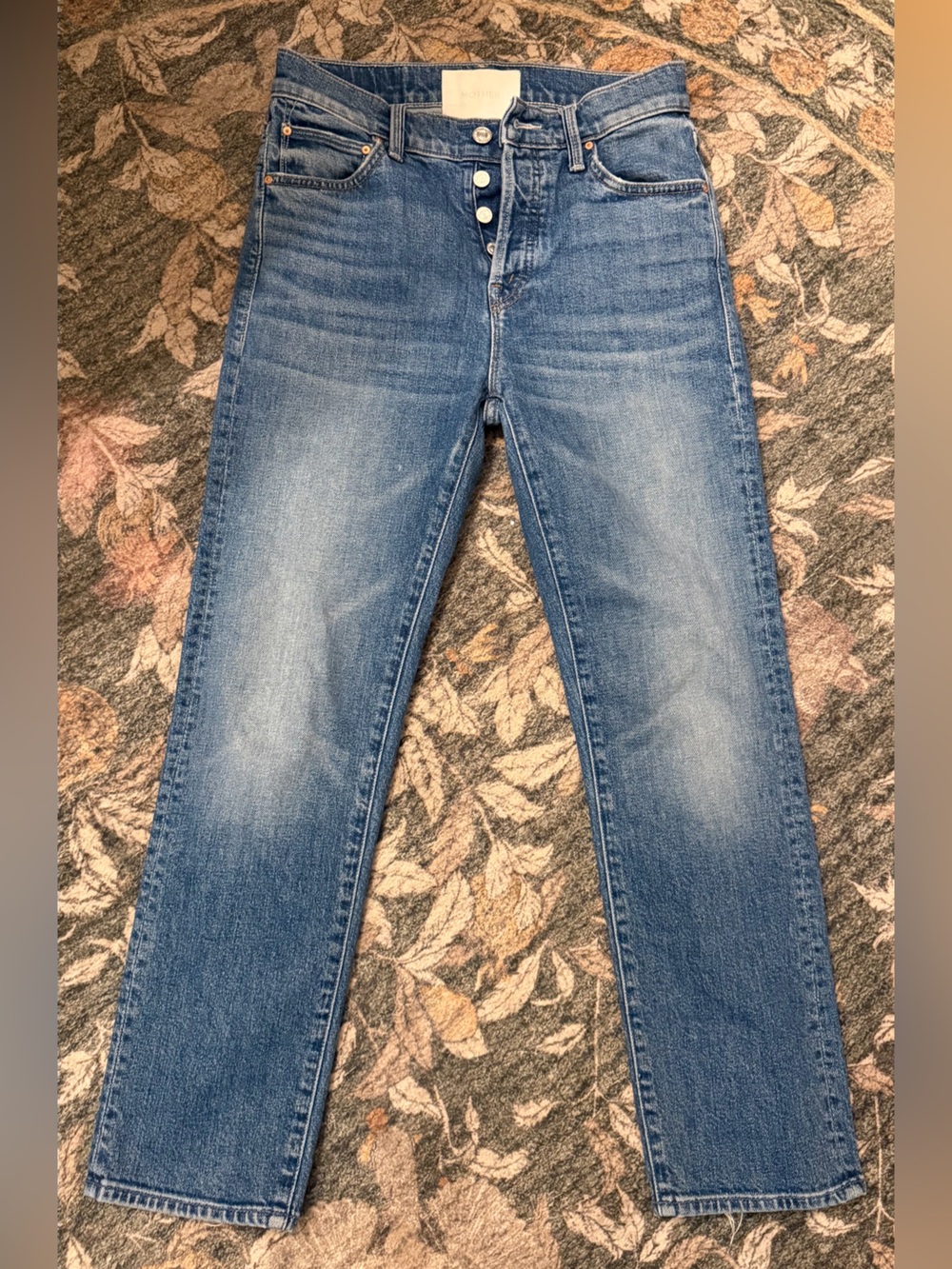 MOTHER Blue Straight Leg Jeans